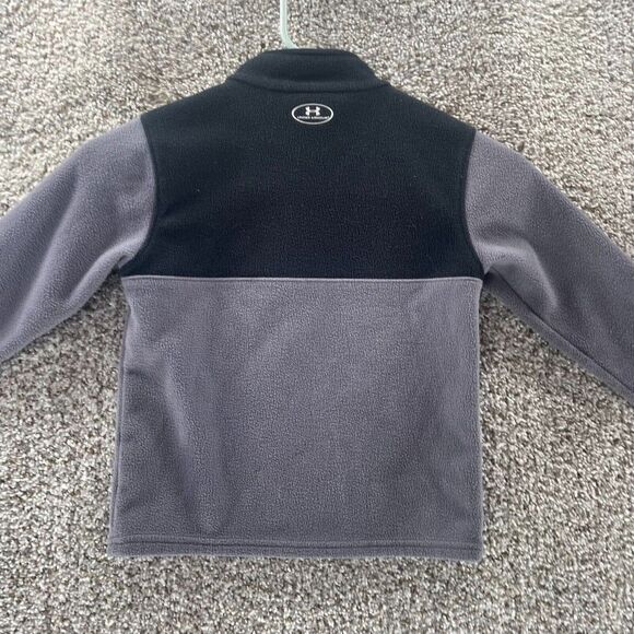 Under Armour Sweatshirt Youth 5 Grey Black Quarter Zip Pullover Logo Polyester - Picture 10 of 11